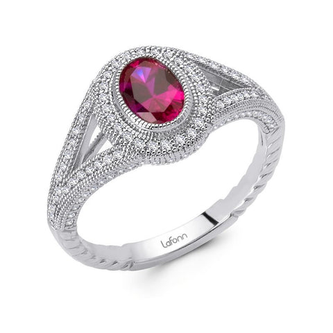 Lab Grown Oval Ruby Ring - Lafonn R0090CRP