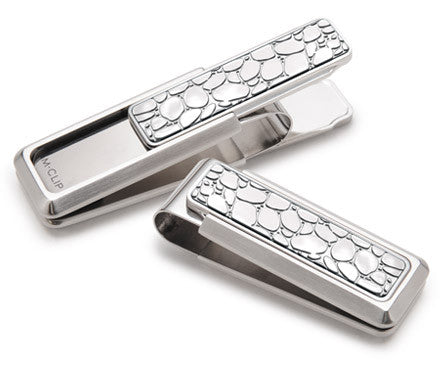 Stainless Steel with Polished River Rock Money Clip