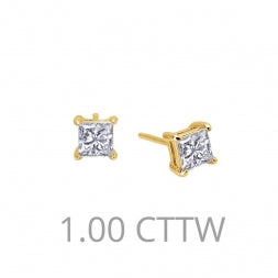 Princess Cut 1.0 Ctw Simulated Diamond Stud Earrings - Lafonn E0113CLG00