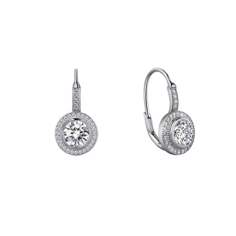 Lever Back Round Halo Earrings - Lafonn E0003CLP00