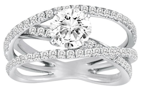 18K White Gold Crossing Diamond Engagement Ring - Diadori