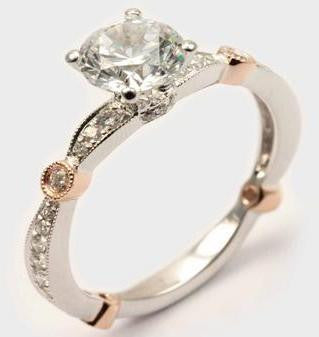 18K White & Rose Gold Diamond Engagement Ring - Diadori