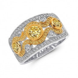 Wide Two-Tone Clear/Canary Ring - Lafonn R0049CAT