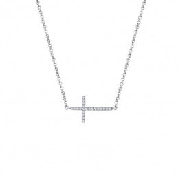 Small Sideways Cross Necklace - Lafonn N2001CLP18