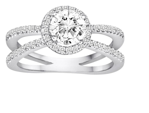 Split Shank Round Halo Diamond Engagement Ring - Diadori
