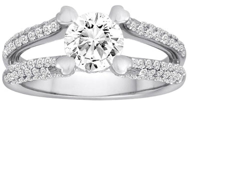Pave Split Shank Diamond Engagement Ring - Diadori