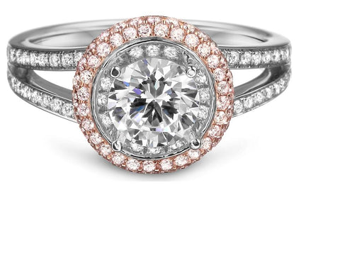 White and Rose Gold Natural Pink Diamond Engagement Ring - Diadori