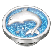 KJP129B - Silver Dolphin On Mediterranean Blue Enamel JewelPop