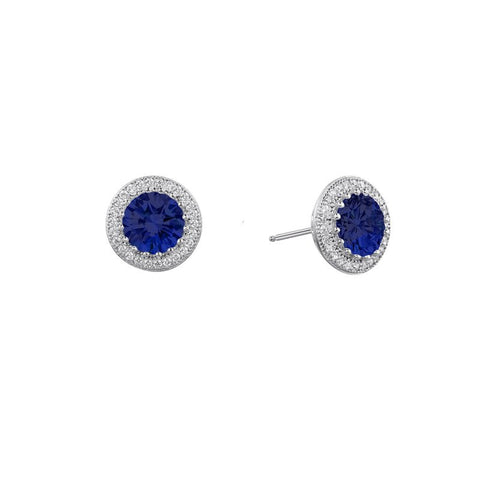 Round Blue Halo Stud Earrings - Lafonn E0053CSP00